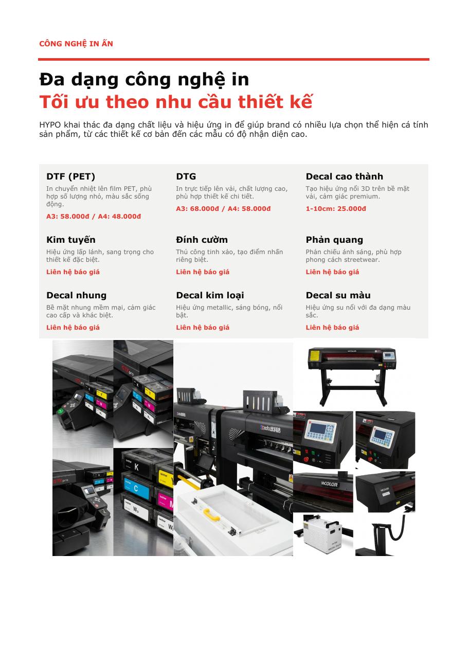 Dịch vụ in áo DTF DTG decal hiệu ứng tại HYPO