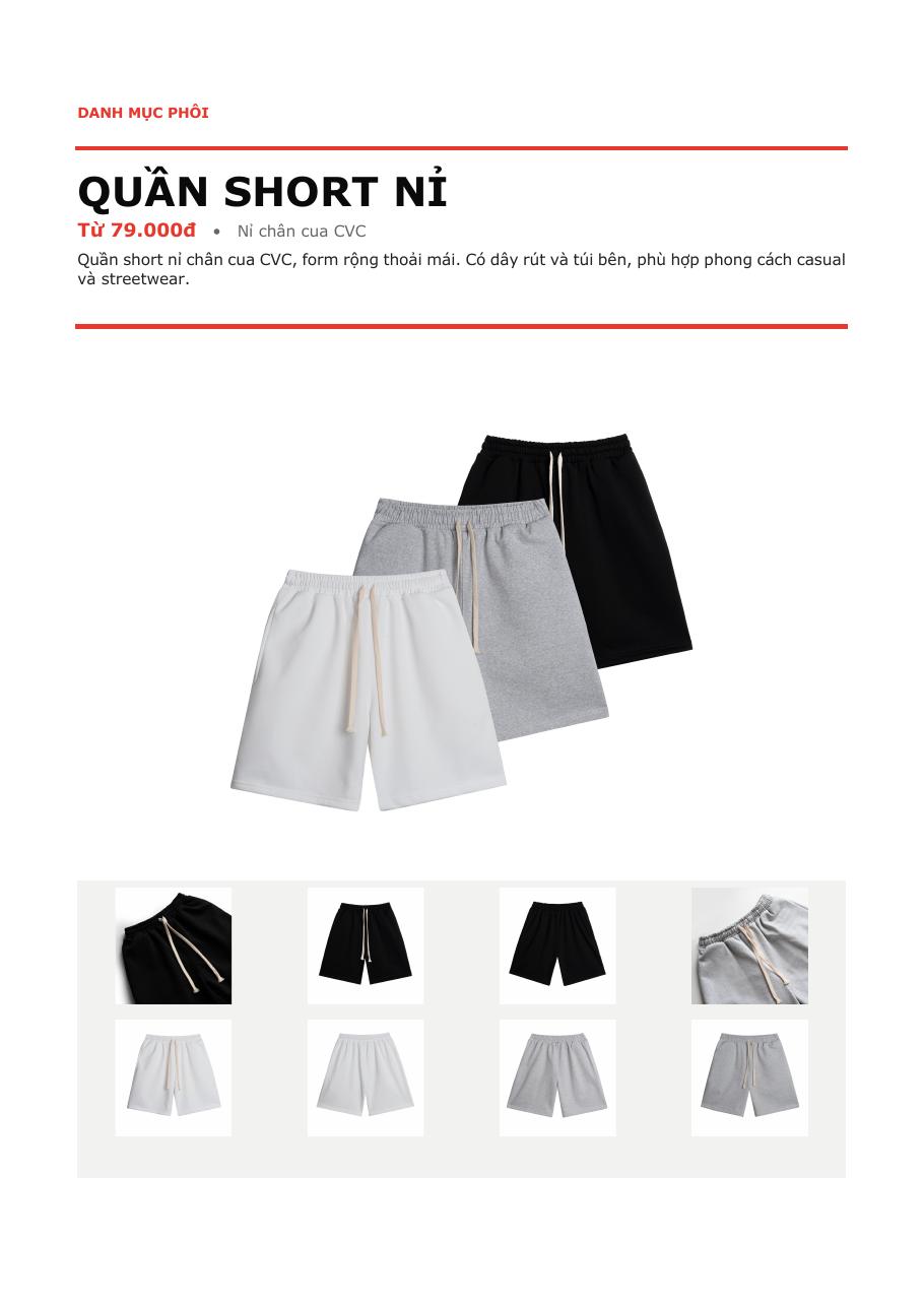 Quần short nỉ chân cua CVC
